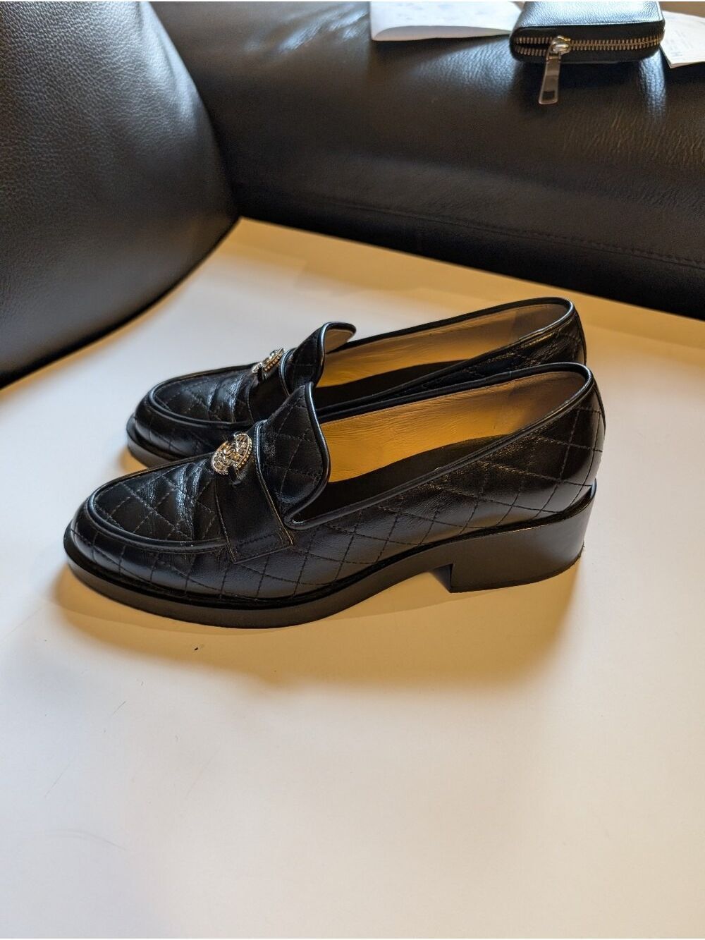Chanel Quilted Lambskin Coin Loafers Size 39 In EUC - Picture 13 of 15